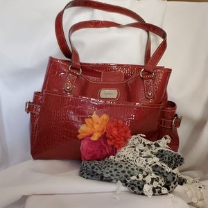 Liz & co red alligator purse